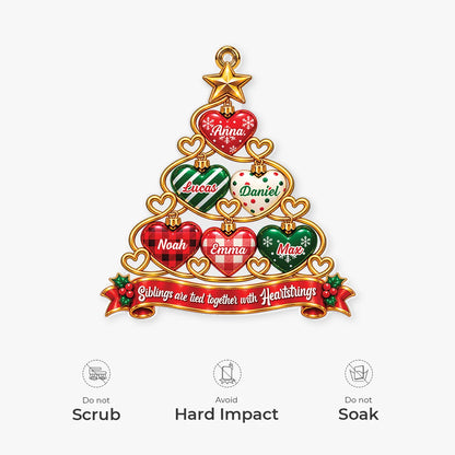 Tied Together With Heartstrings Personalized Sibling Acrylic Ornament - Custom Tree Keepsake Gift