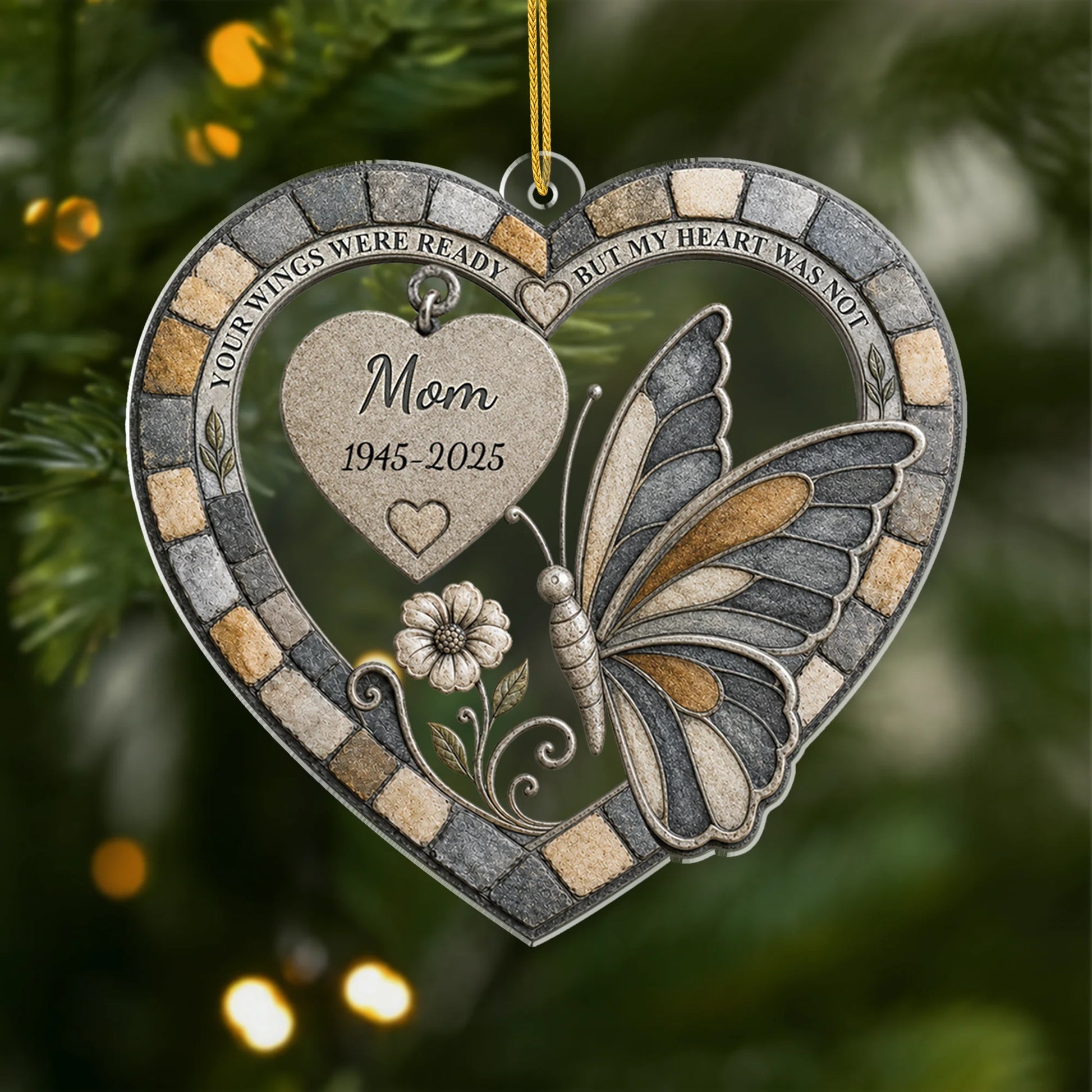 "Your Wings Were Ready But My Heart Was Not" - Personalized Memorial Acrylic Ornament Gift