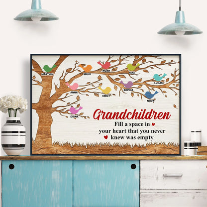 Grandchildren Fill A Space In Your Heart - Personalized Canvas / Poster for Grandparents