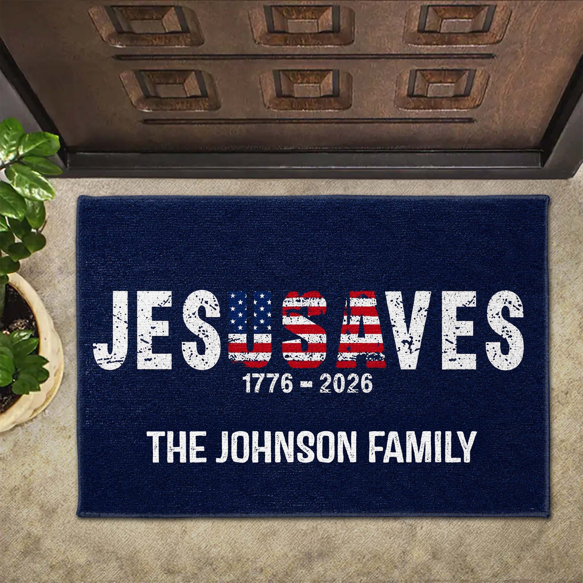 Patriotic Welcome Mat personalization view for Family