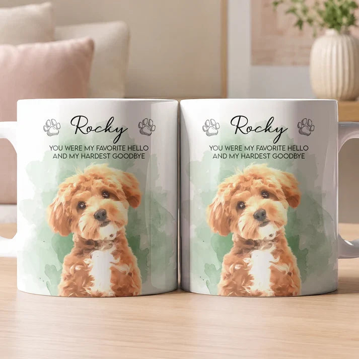 Until We Meet Again Personalized Watercolor Pet Photo Mug - Custom Pet Memorial Keepsake for Dog Lovers