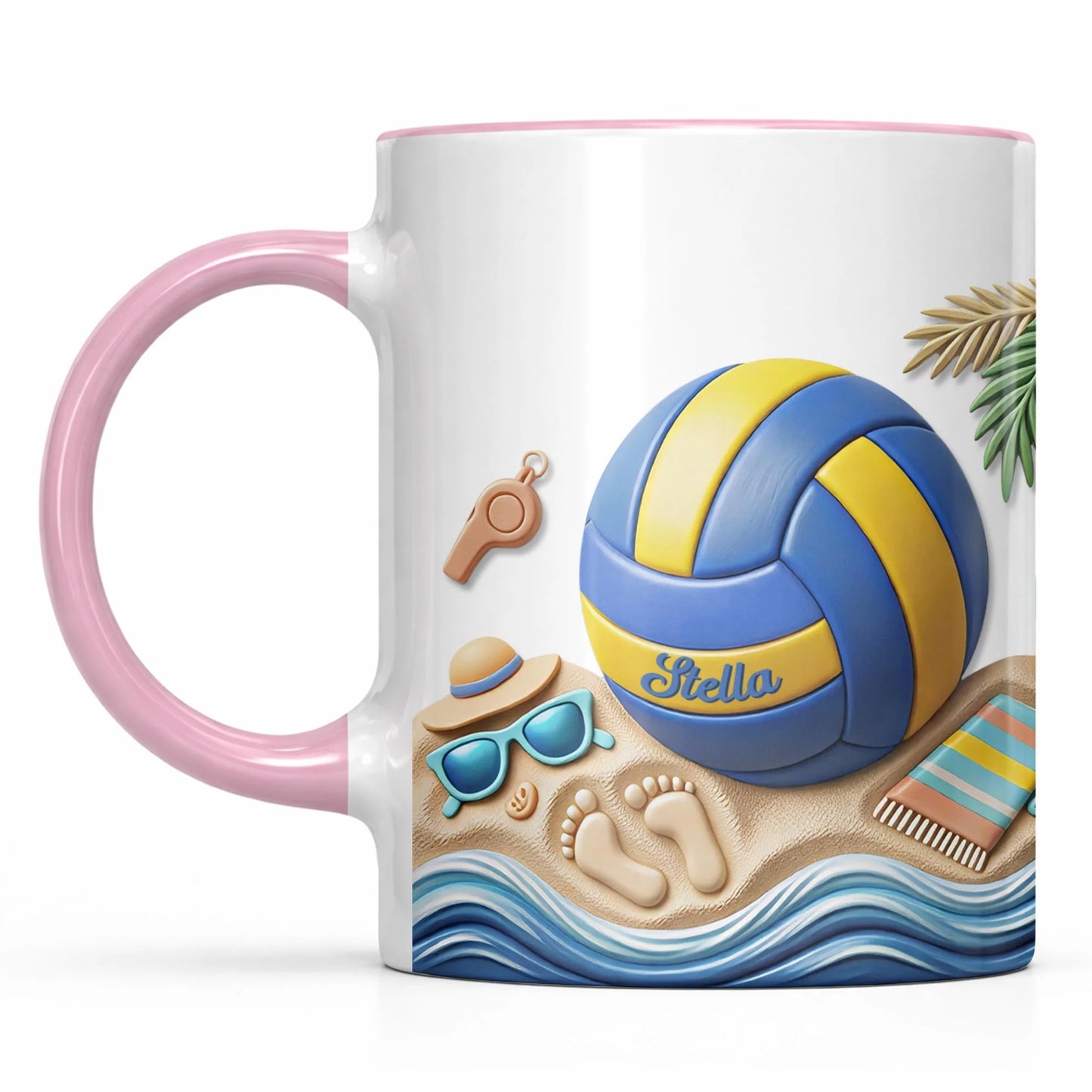 Sun Sand And Volleyball In My Hand - Personalized Beach Volleyball Accent Mug