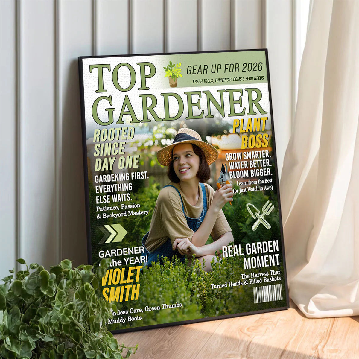 Personalized Gardener Magazine Canvas personalization view for Mom