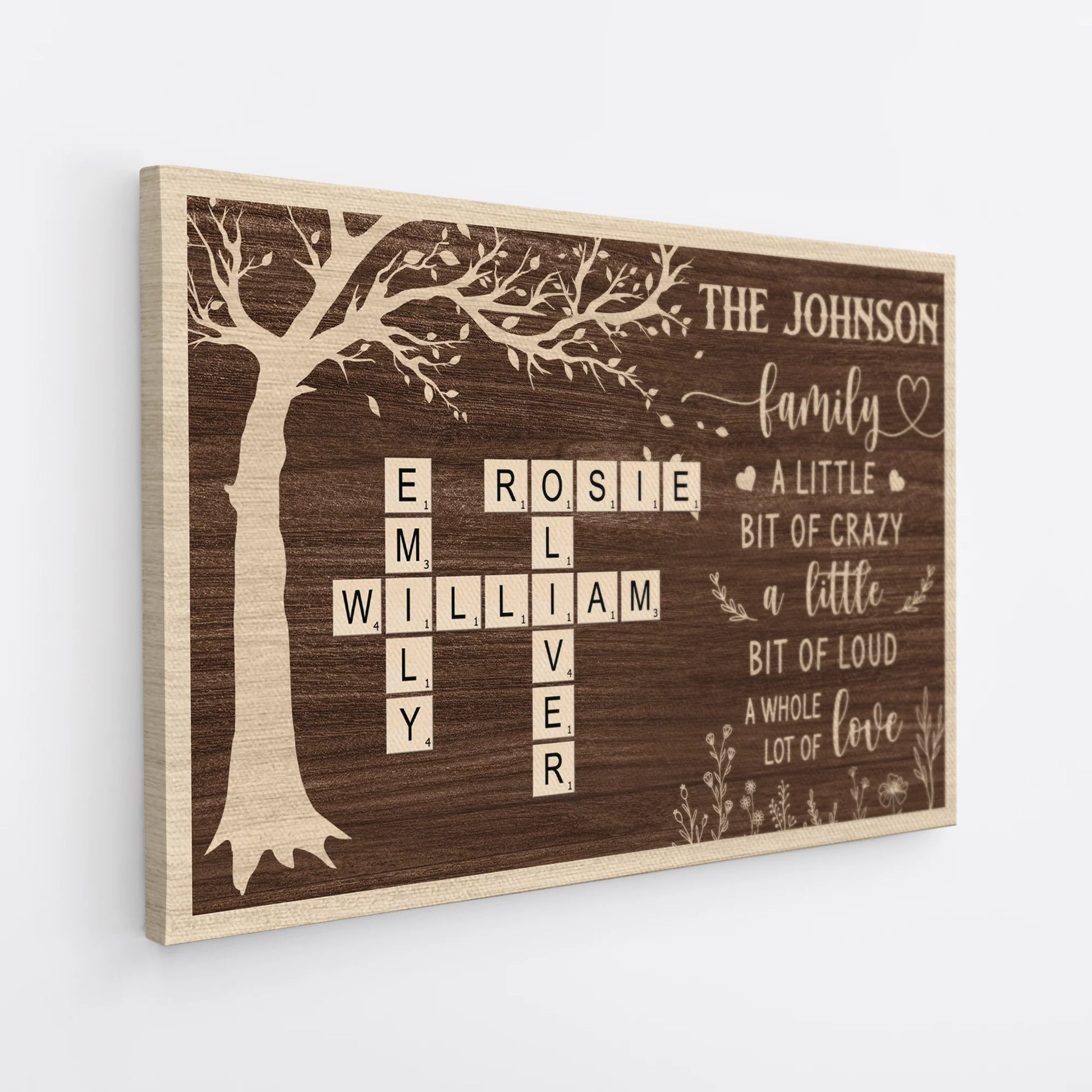 Custom Family Crossword Canvas / Poster - A Little Bit of Crazy Personalized Art Wall Decor