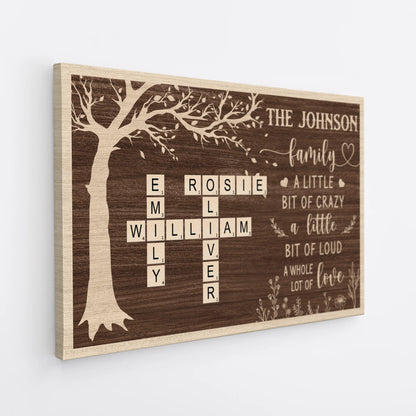 Custom Family Crossword Canvas / Poster - A Little Bit of Crazy Personalized Art Wall Decor