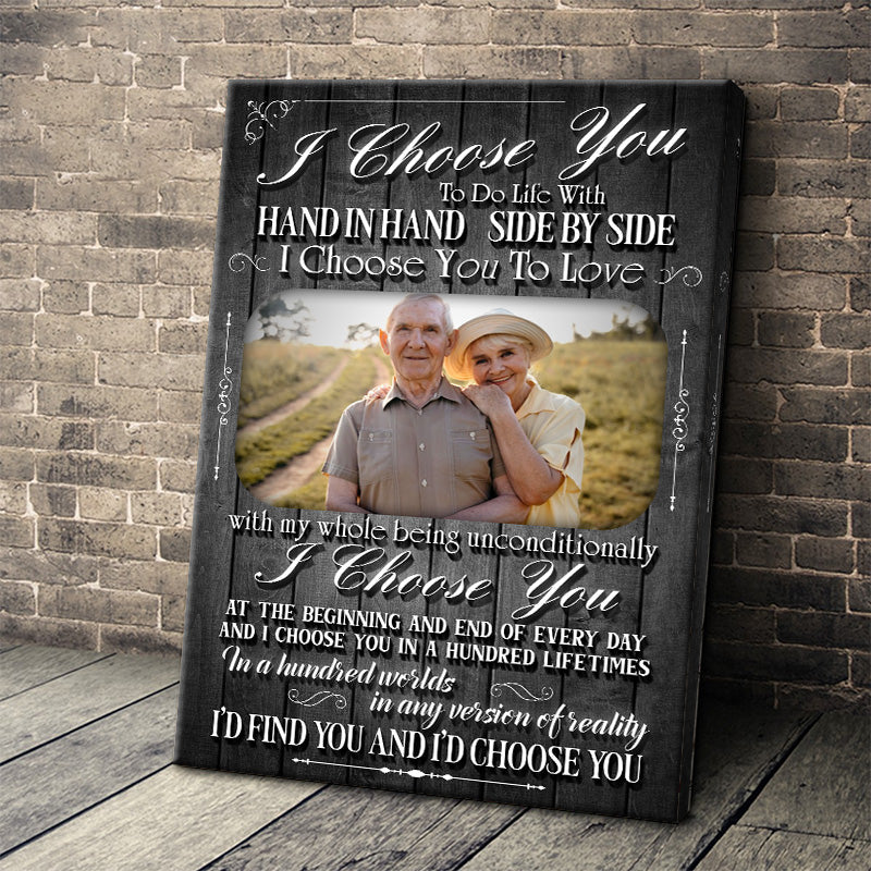 "I Choose You" Personalized Couple Photo Canvas / Poster - Custom Anniversary Wall Art Gift for Husband or Wife