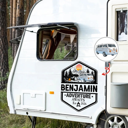 Personalized Family Adventures RV Decal - Custom Gift For Campers
