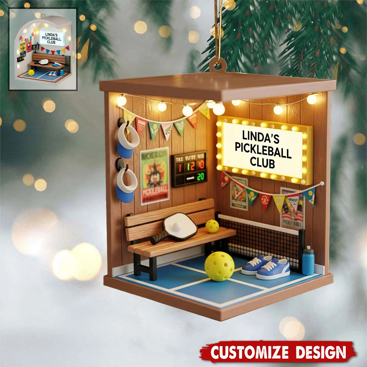 Pickleball Club Personalized Wooden Ornament - Custom Christmas Keepsake Gift for Doubles Partner & Friends