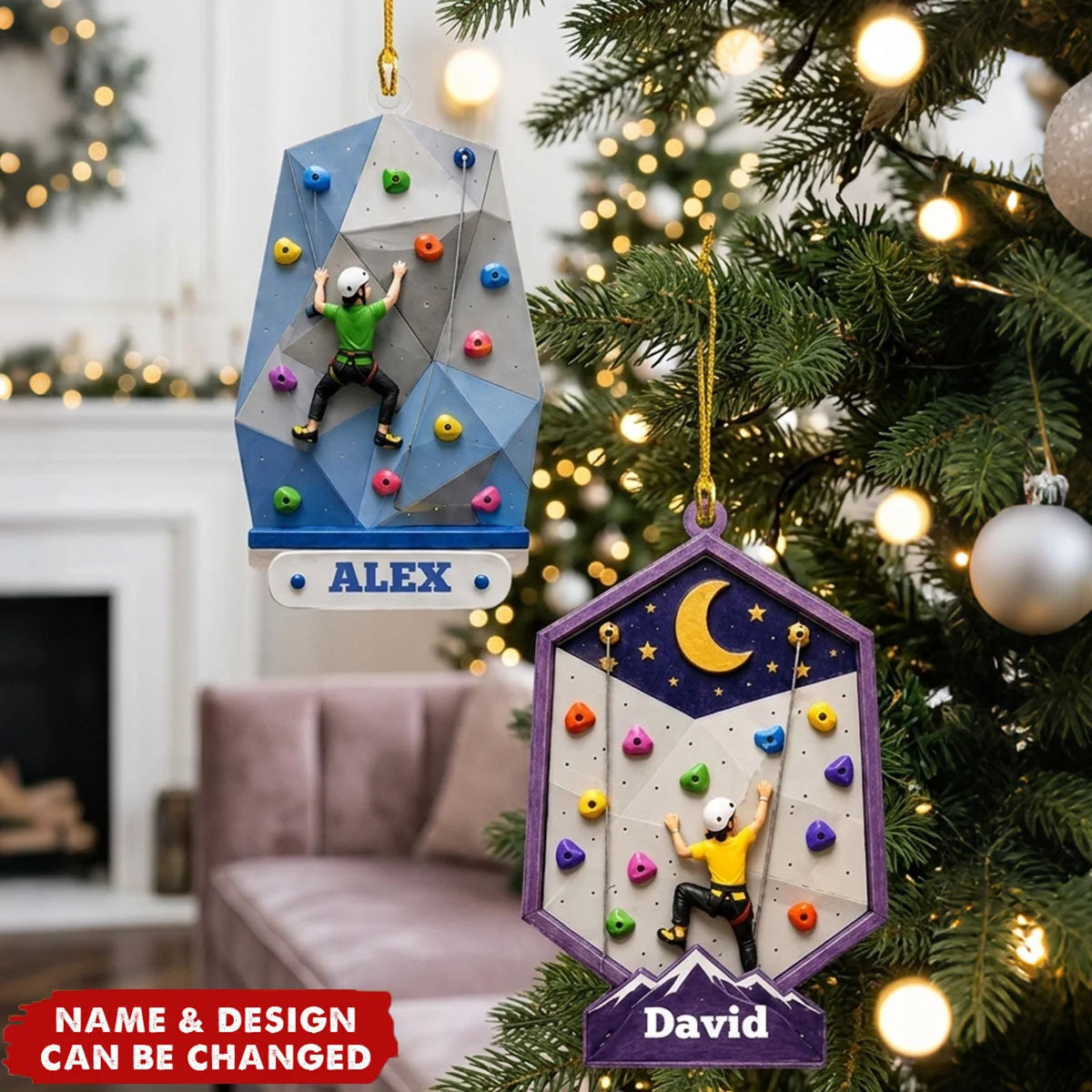 Personalized Rock Climbing Christmas Ornament - Custom Climber Wooden Keepsake Gift