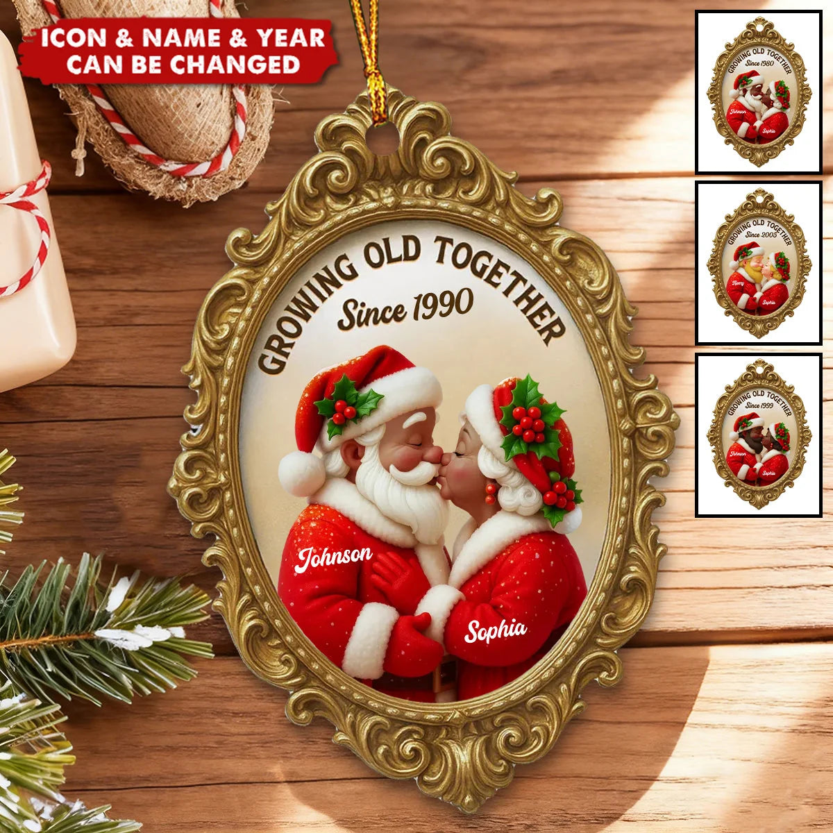 Growing Old Together Personalized Wooden Ornament - Custom Couple Christmas Gift