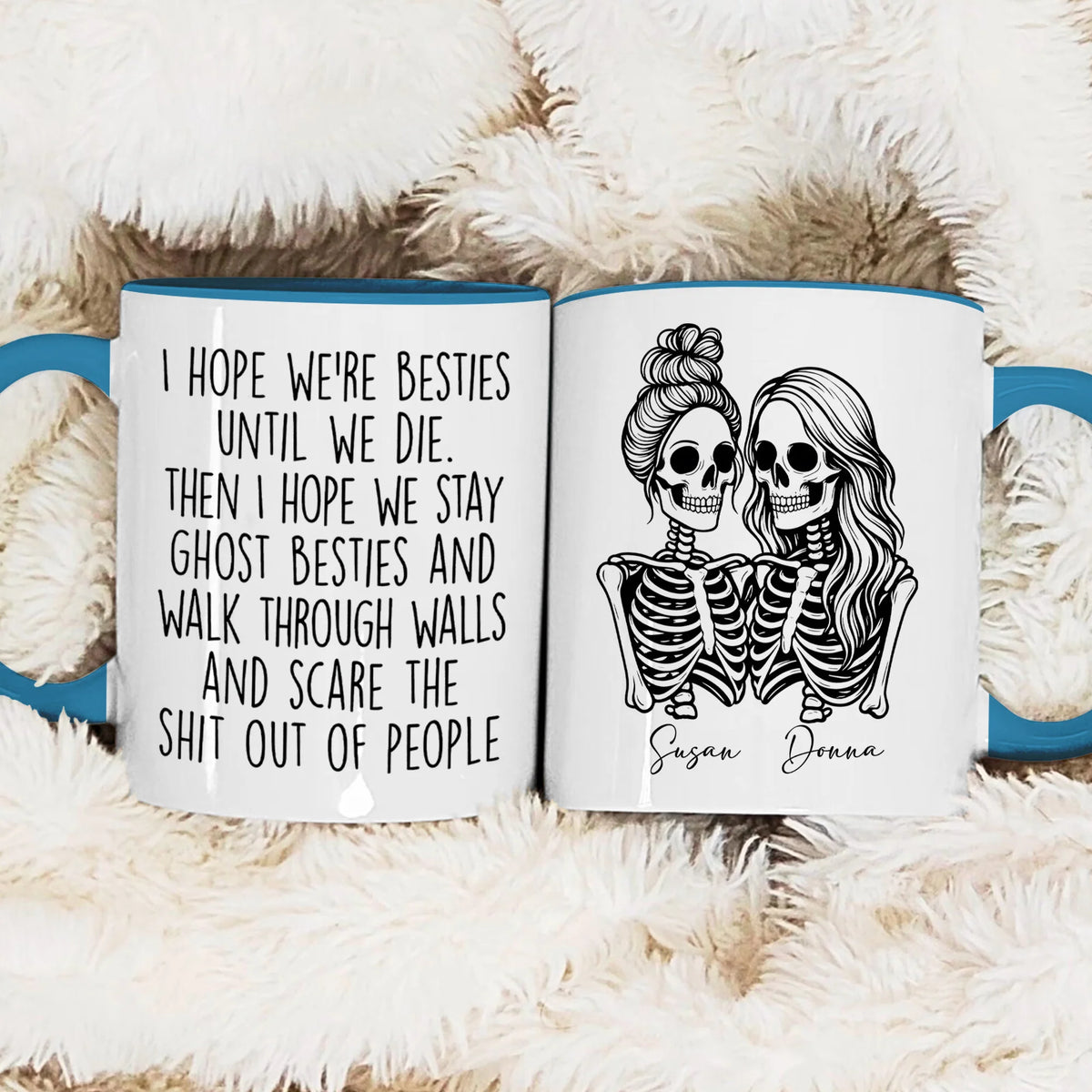 Ghost Besties Until We Die Personalized Mug - Funny Halloween Gift for Best Friends
