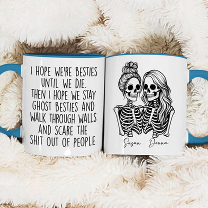 Ghost Besties Until We Die Personalized Mug - Funny Halloween Gift for Best Friends
