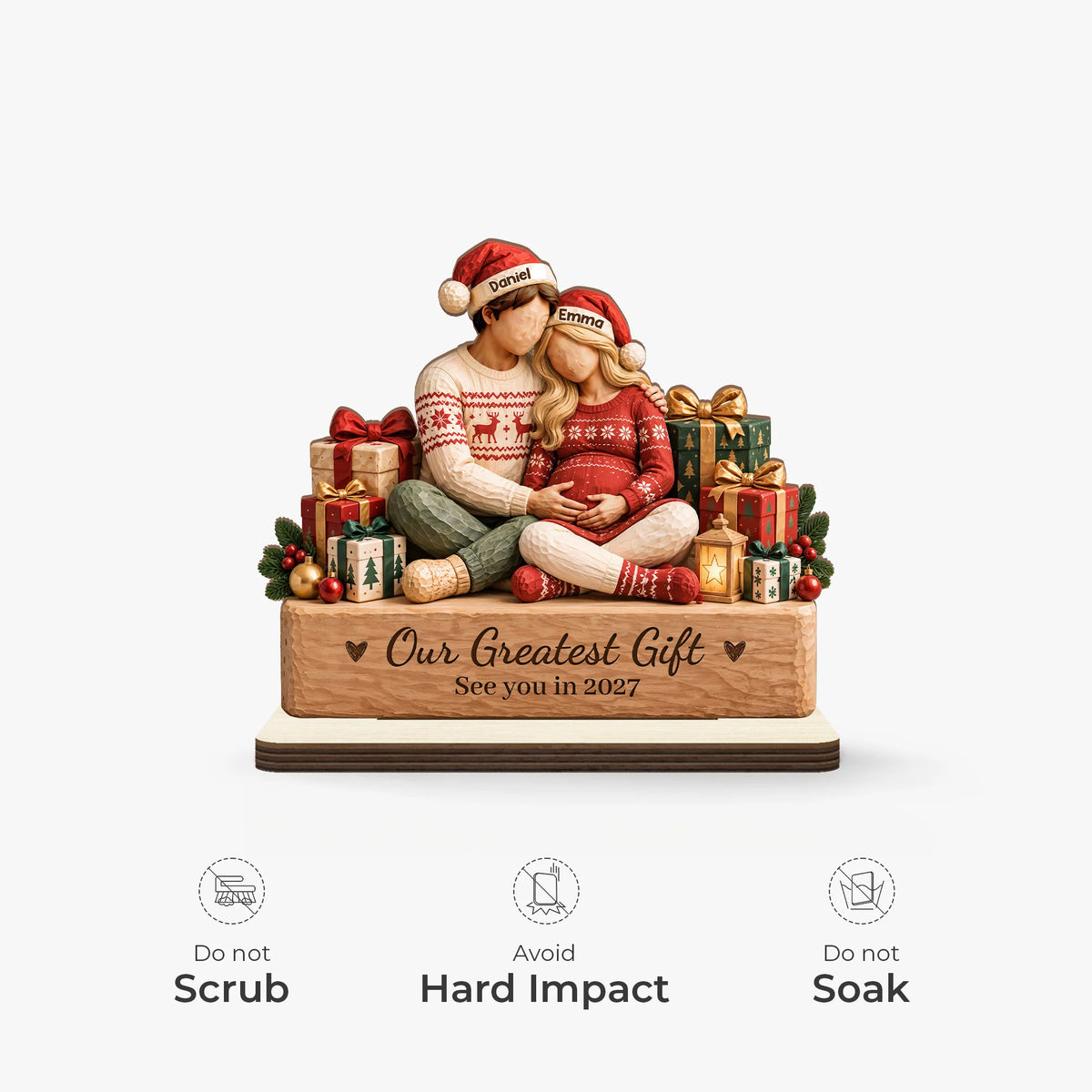 Our Greatest Gift Personalized Wooden Plaque - Christmas Keepsake for Expecting Couples