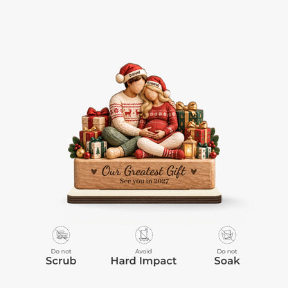 Our Greatest Gift Personalized Wooden Plaque - Christmas Keepsake for Expecting Couples