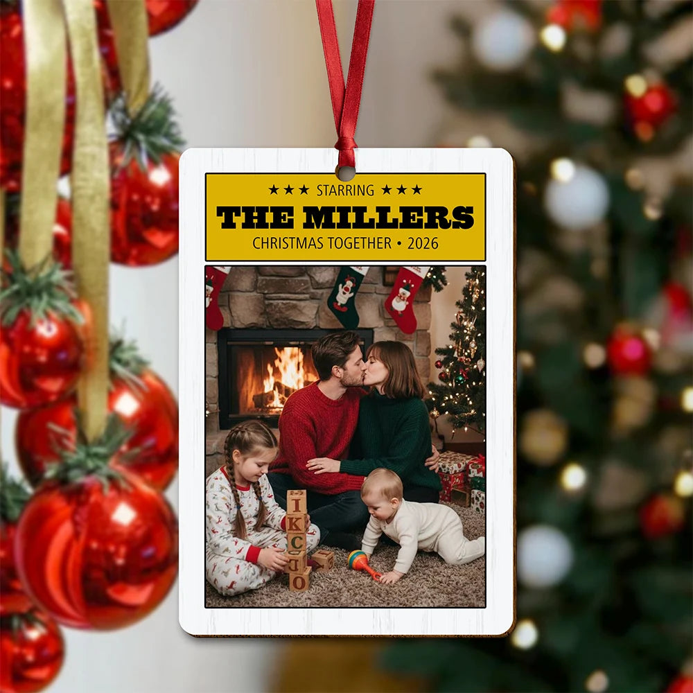 Christmas Together 2026 Personalized Family Photo Wood Ornament - Custom Holiday Keepsake Gift