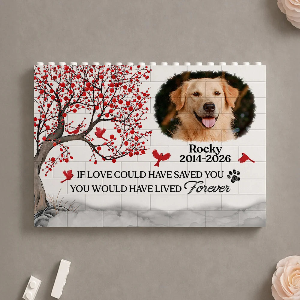"You Left Paw Prints On My Heart" Personalized Pet Memorial Building Block - Custom Photo Keepsake Gift for Pet Lovers