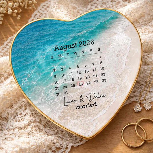 Personalized Married Jewelry Dish for Couples with personalized design details for meaningful gifting