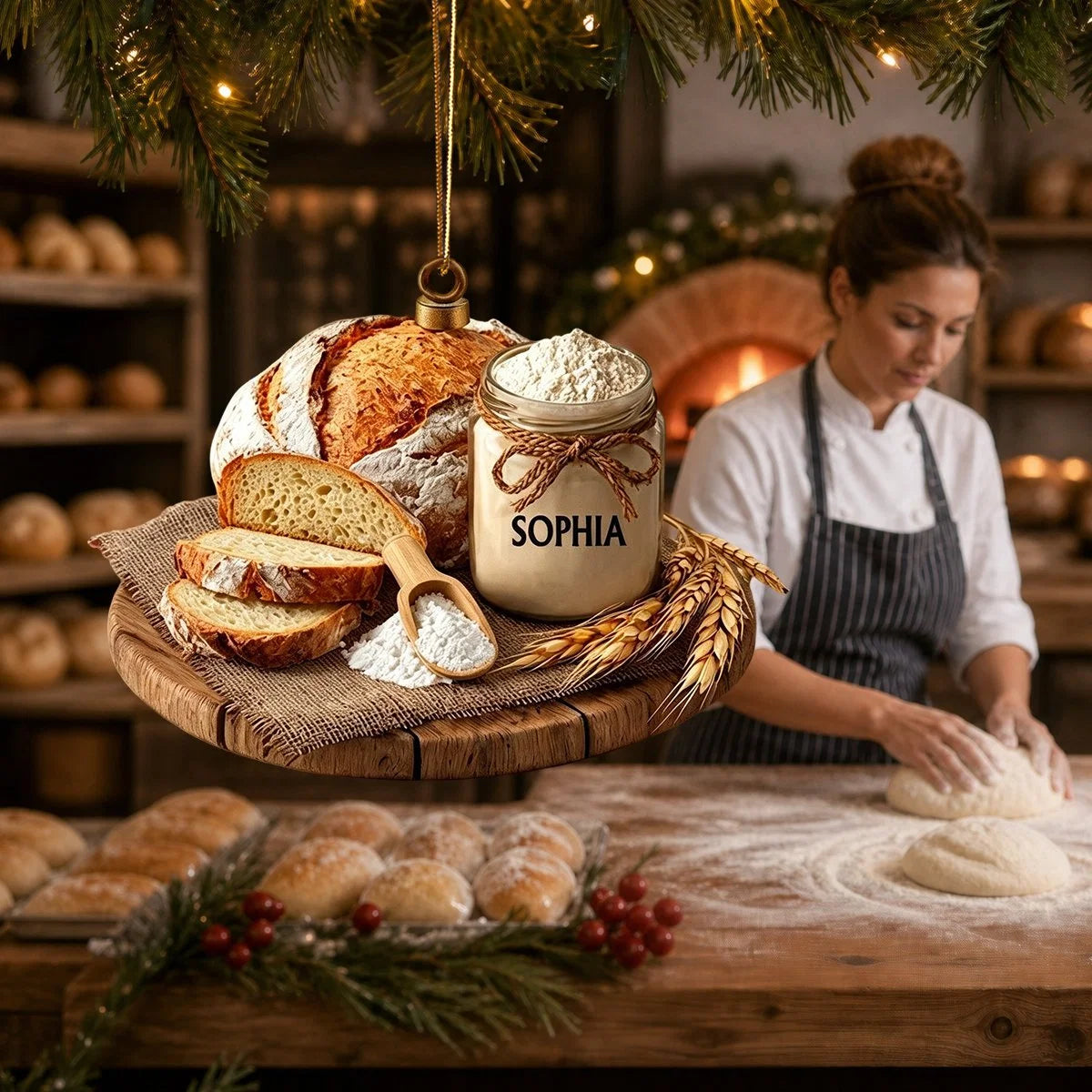 Personalized Sourdough Starter Acrylic Ornament - Custom Bread Baker Christmas Keepsake Gift