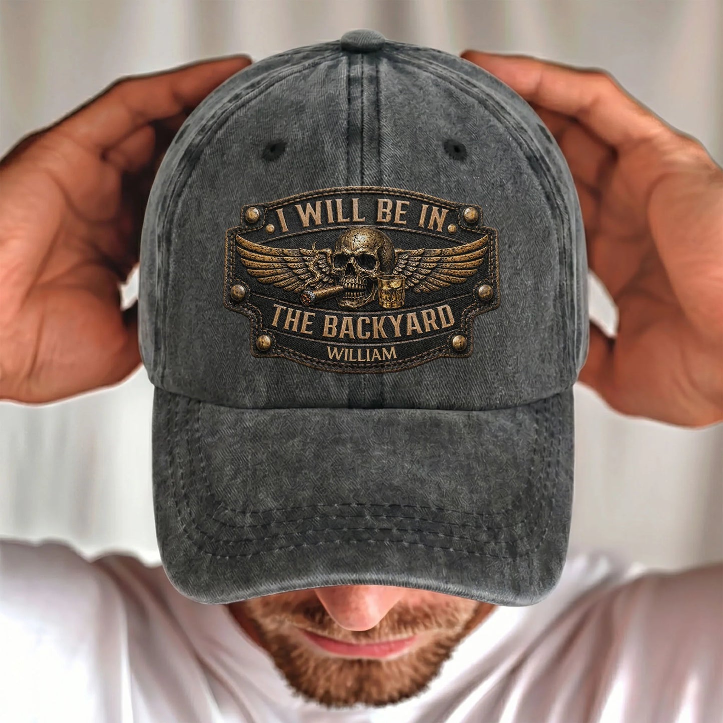 Personalized Backyard Dad Hat personalization view for Dad