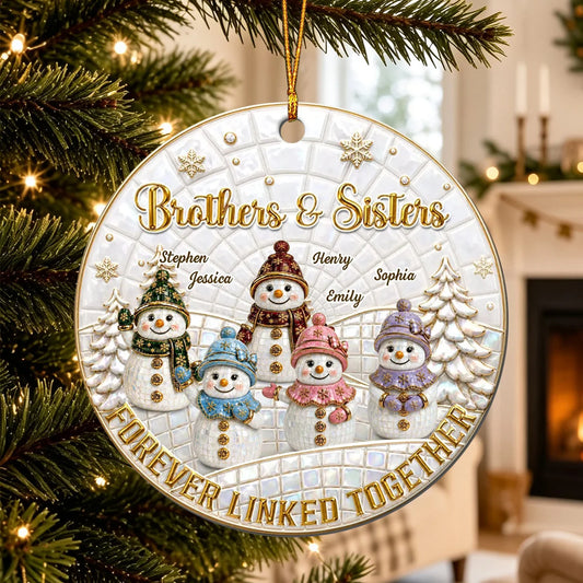 "Forever Linked Together" Personalized Sibling Wooden Ornament - Keepsake Gift for Brothers and Sisters