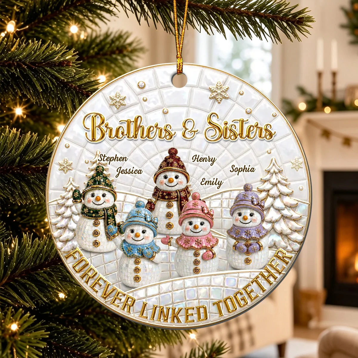 "Forever Linked Together" Personalized Sibling Wooden Ornament - Keepsake Gift for Brothers and Sisters
