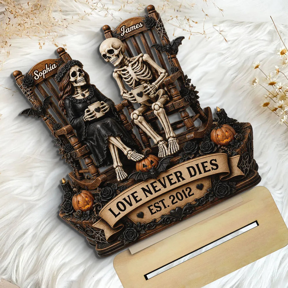 Custom Skeleton Couple Wooden Plaque personalization view for Couples