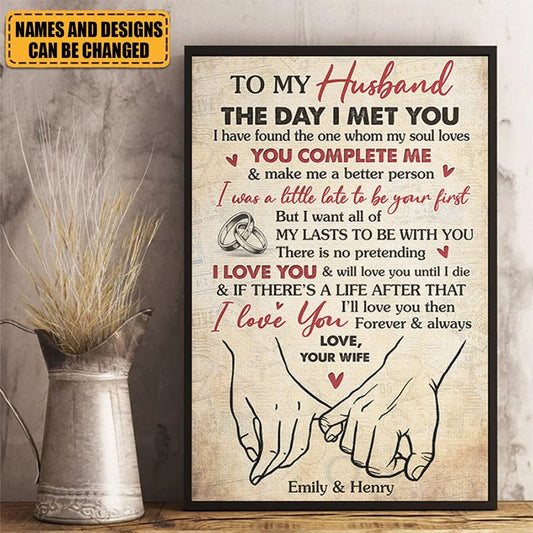 "I Found The One Whom My Soul Loves" Personalized Canvas / Poster - Custom Couple Wall Art for Anniversary