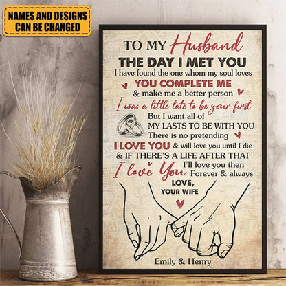 "I Found The One Whom My Soul Loves" Personalized Canvas / Poster - Custom Couple Wall Art for Anniversary