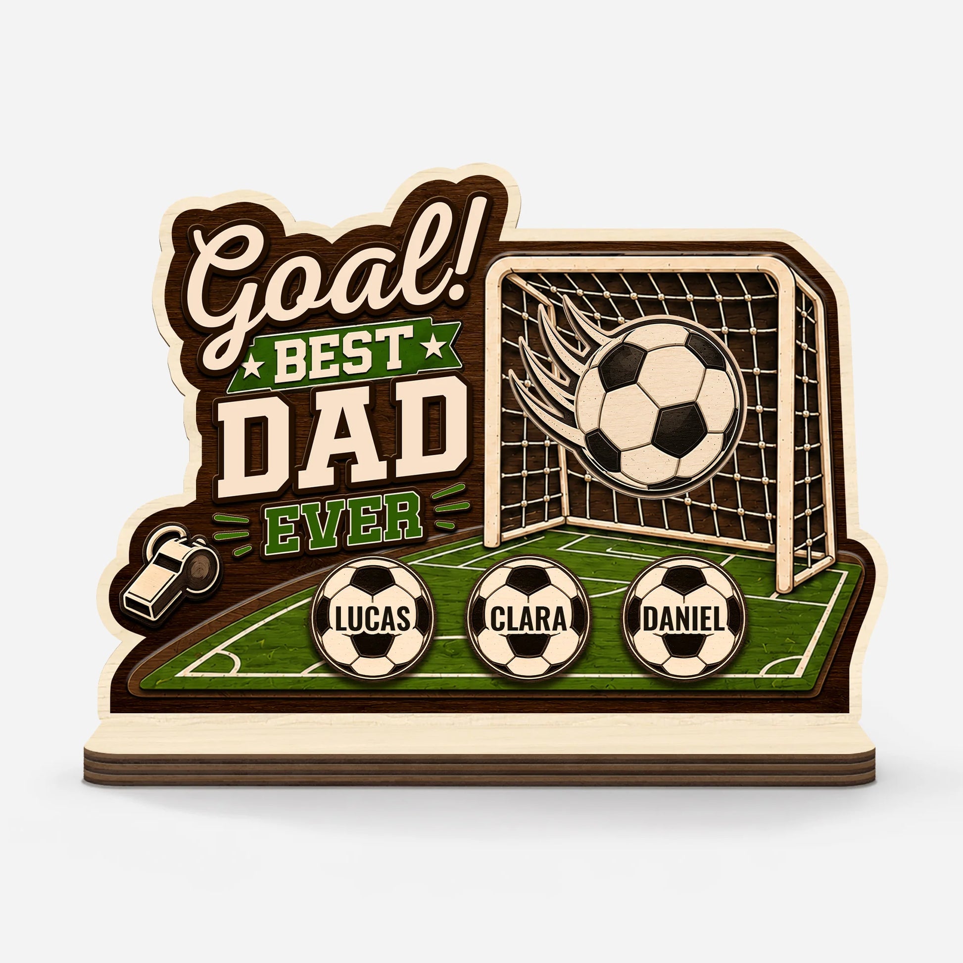 Custom Soccer Dad Wooden Plaque for Dad with personalized design details for meaningful gifting