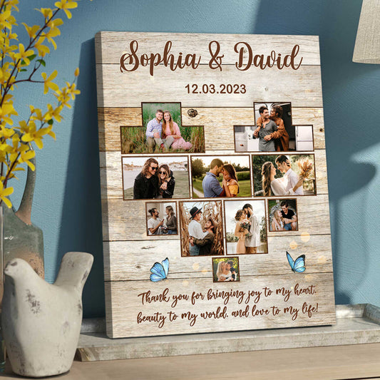 Thank You For Bringing Joy To My Heart - Personalized Photo Collage Canvas / Poster