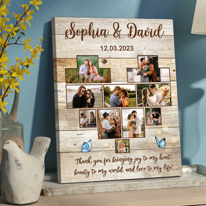 Thank You For Bringing Joy To My Heart - Personalized Photo Collage Canvas / Poster
