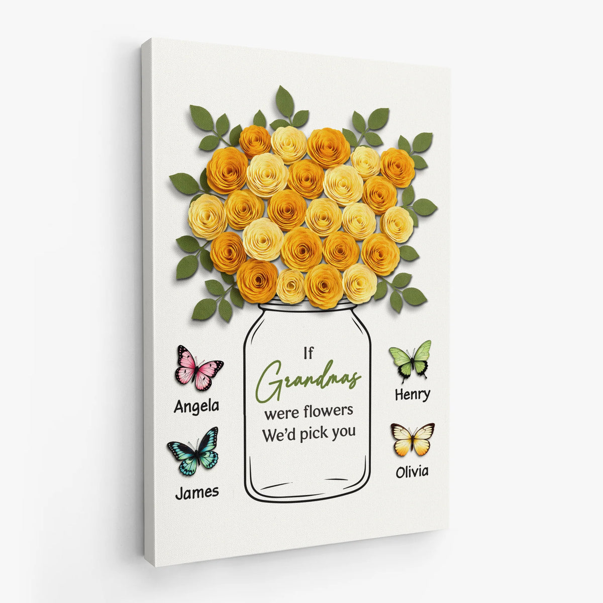 "If Grandmas Were Flowers We'd Pick You" - Personalized Canvas / Poster Gift for Grandma & Mom
