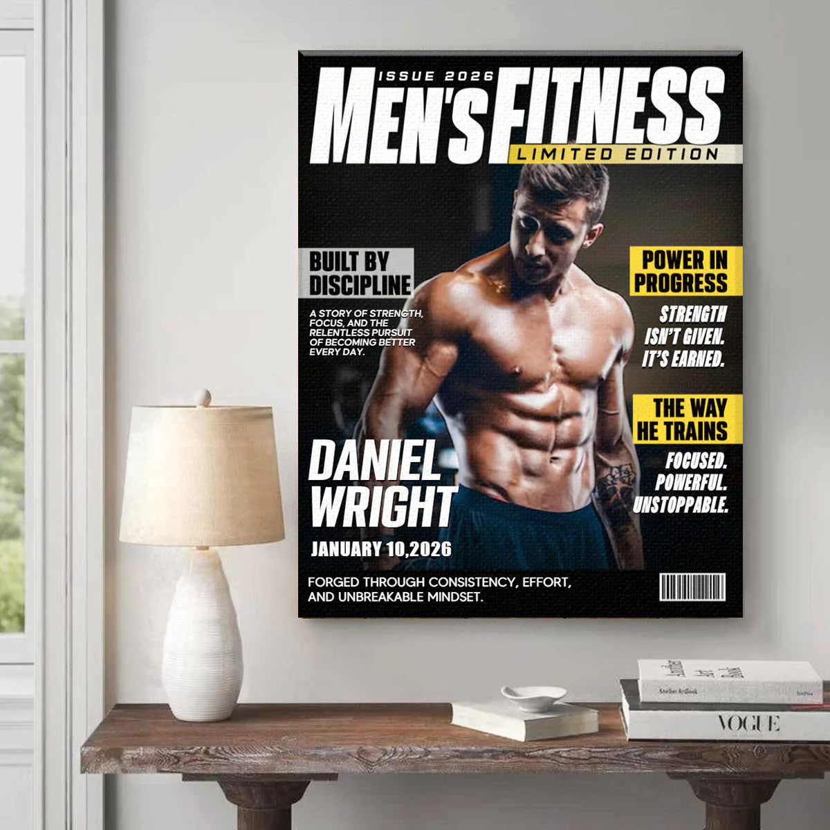 Custom Fitness Magazine Cover Canvas personalization view for Boyfriend