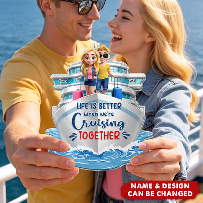 Making Memories One Cruise at a Time - Personalized Acrylic Magnet for Couples, Cruise Door Decor