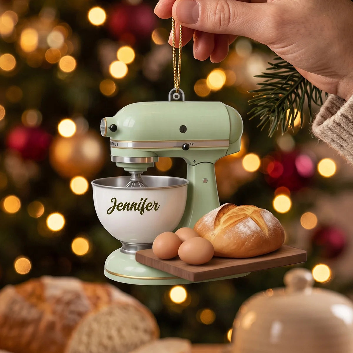 Personalized Retro Kitchen Mixer Ornament - Custom Baker Name Keepsake Christmas Gift