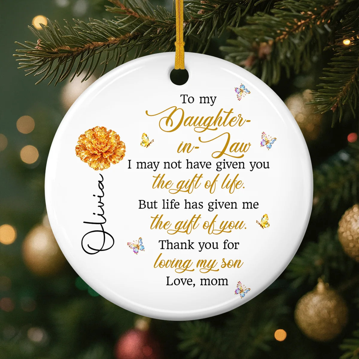 The Gift of You Personalized Daughter-in-Law Ceramic Ornament - Custom Birth Month Flower Keepsake Gift