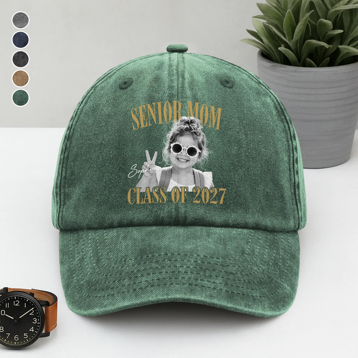 Senior Mom, Class of 2027 – Personalized Photo Baseball Cap, Mom Graduation Gift