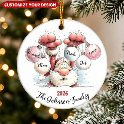 Personalized Ceramic Ornament - Custom Santa Keepsake