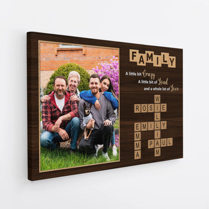A Whole Lot of Love Personalized Family Crossword Canvas Art Print Keepsake Gift