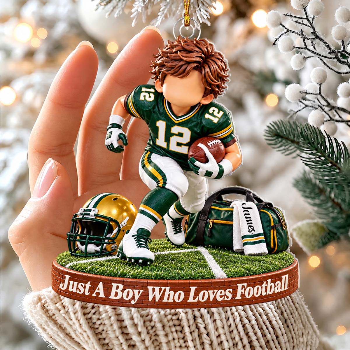"Just A Boy Who Loves Football" Personalized Acrylic Ornament - Christmas Gift for Football Players