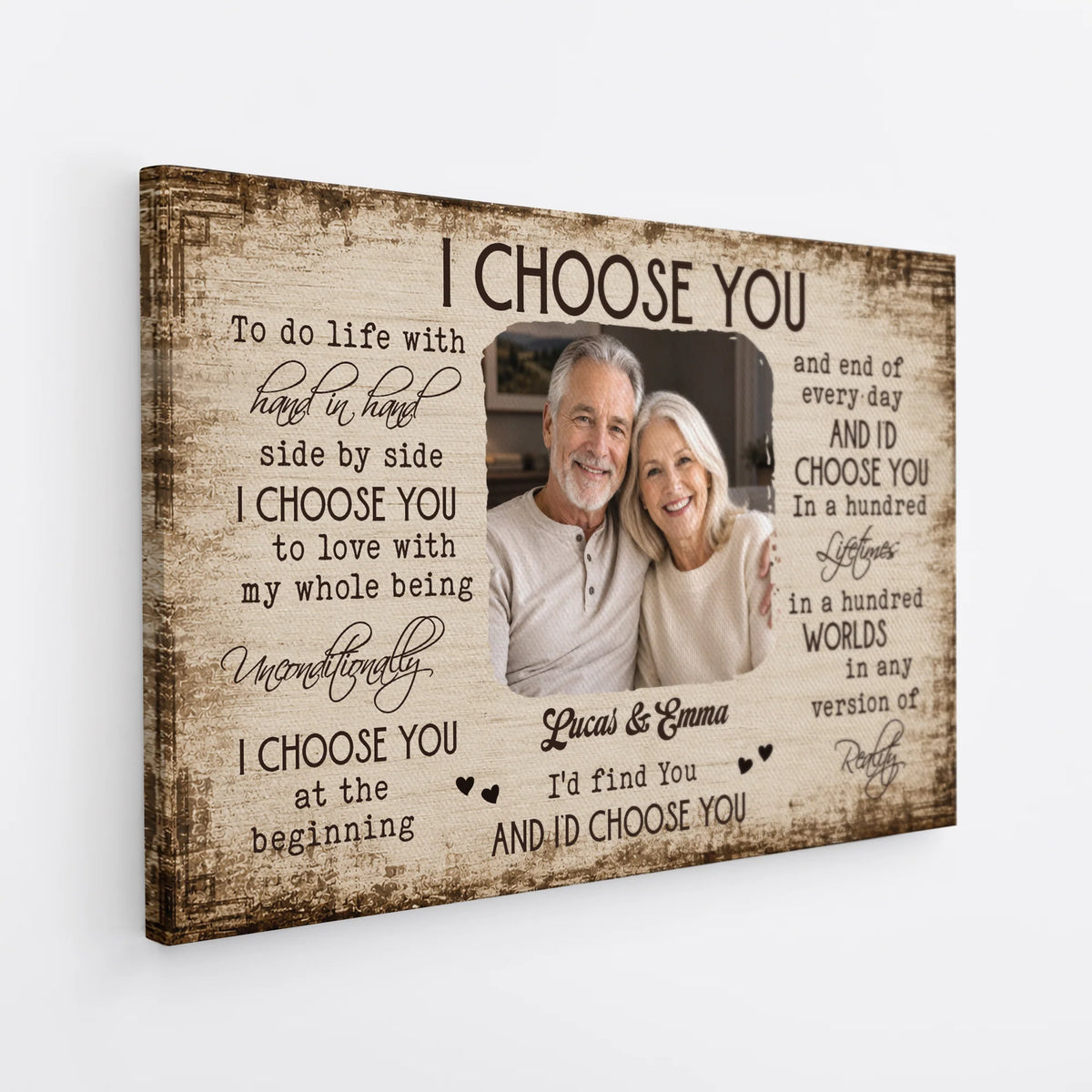 "I Choose You In A Hundred Lifetimes" Personalized Photo Canvas / Poster - Anniversary Gift for Couples