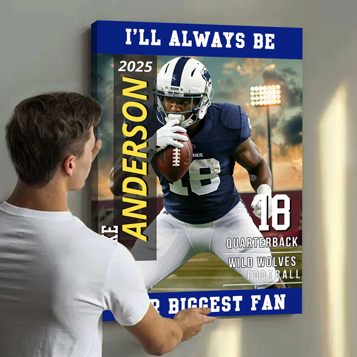 Custom Football Photo Canvas for Mom with personalized design details for meaningful gifting image 6