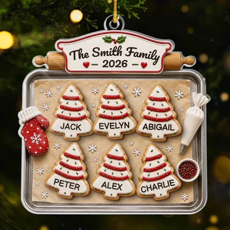 Personalized Christmas Cookies Baking Sheet Acrylic Ornament - Custom Family Holiday Keepsake Gift