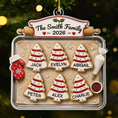 Personalized Christmas Cookies Baking Sheet Acrylic Ornament - Custom Family Holiday Keepsake Gift