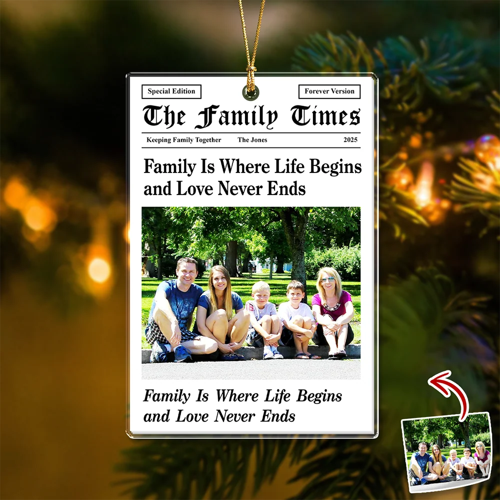 The Family Times Custom Photo Acrylic Ornament - Personalized Keepsake Christmas Gift for Family