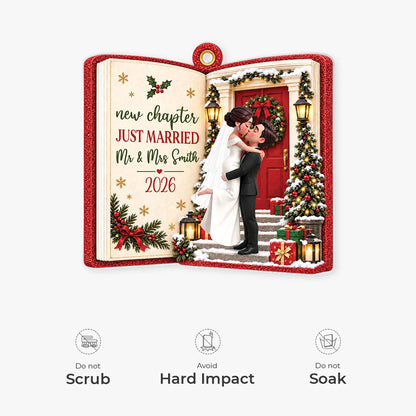 New Chapter, Just Married – Personalized Acrylic Ornament for Couple’s First Christmas, Gift