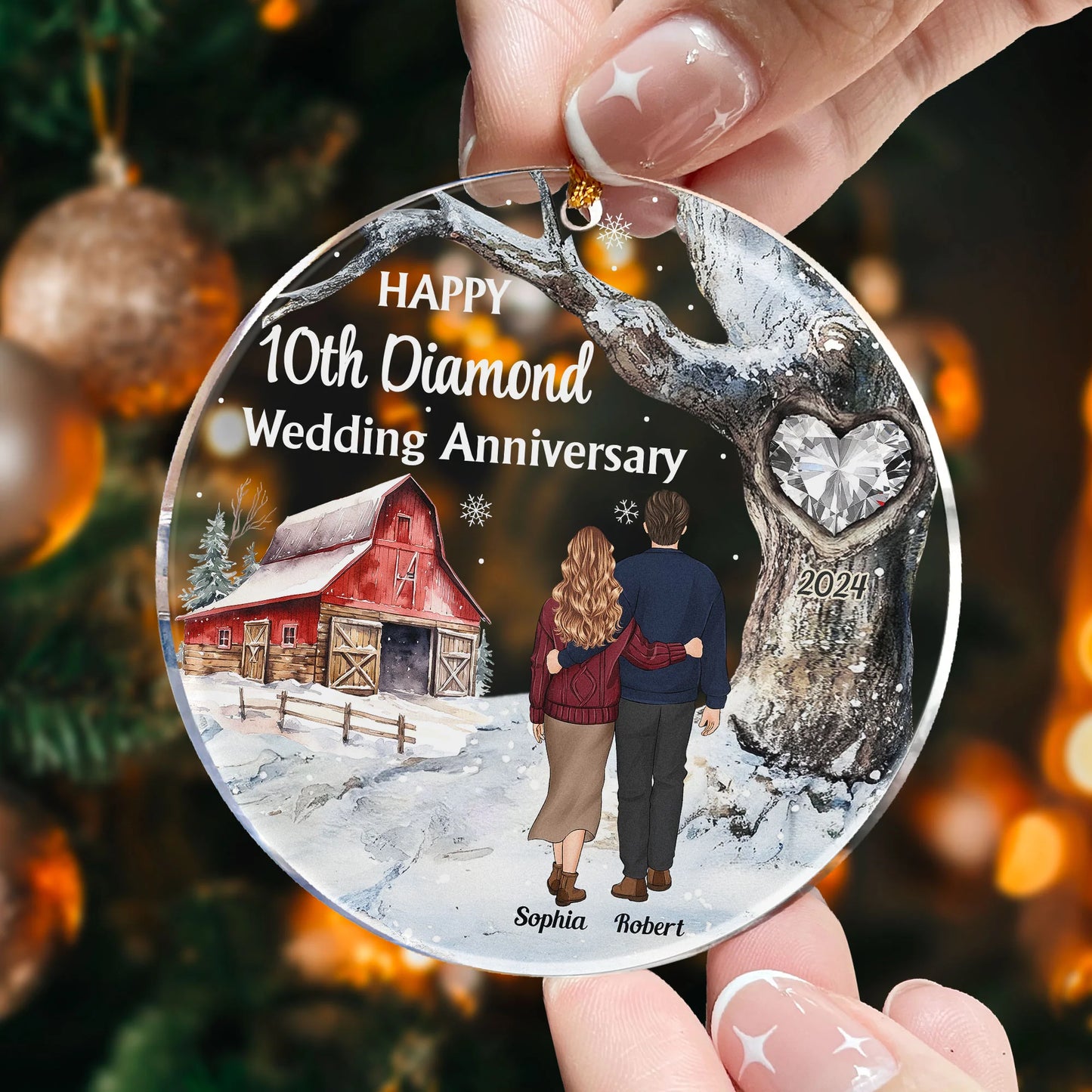 Custom Wedding Anniversary Acrylic Ornament personalization view for Wife
