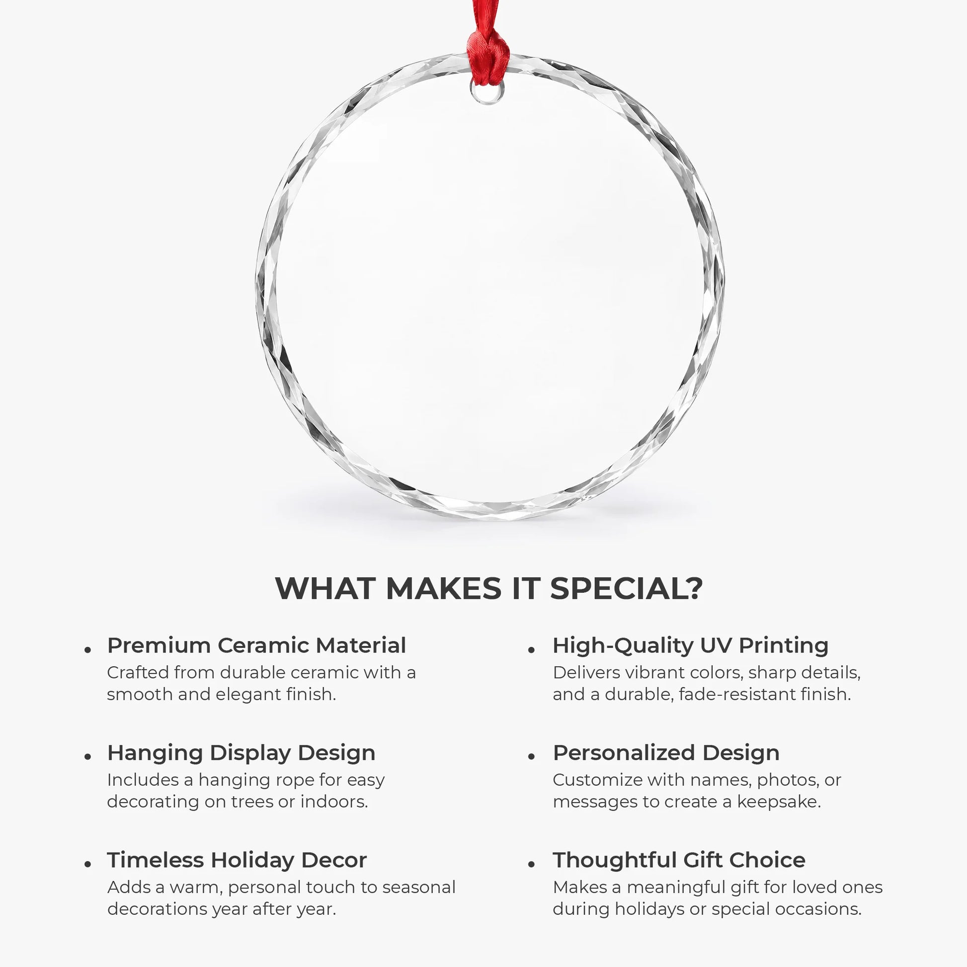 Always In Our Hearts Personalized Memorial Glass Ornament - Custom Photo Keepsake for the Family
