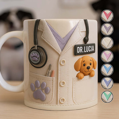 Personalized Vet Lab Coat Coffee Mug - Custom Veterinarian Gift for Dog Lovers and Vet Techs