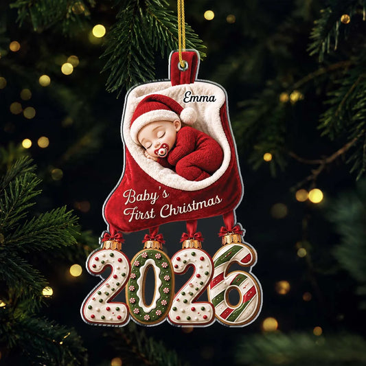 Baby's First Christmas Personalized Acrylic Ornament - New Mom Keepsake Gift